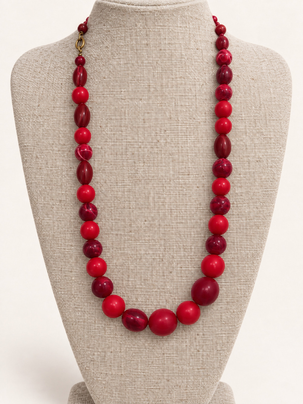 βοΈ Beaded Soulful Necklace | Graduated Red Milky & Burgundy | Bold Statement π
